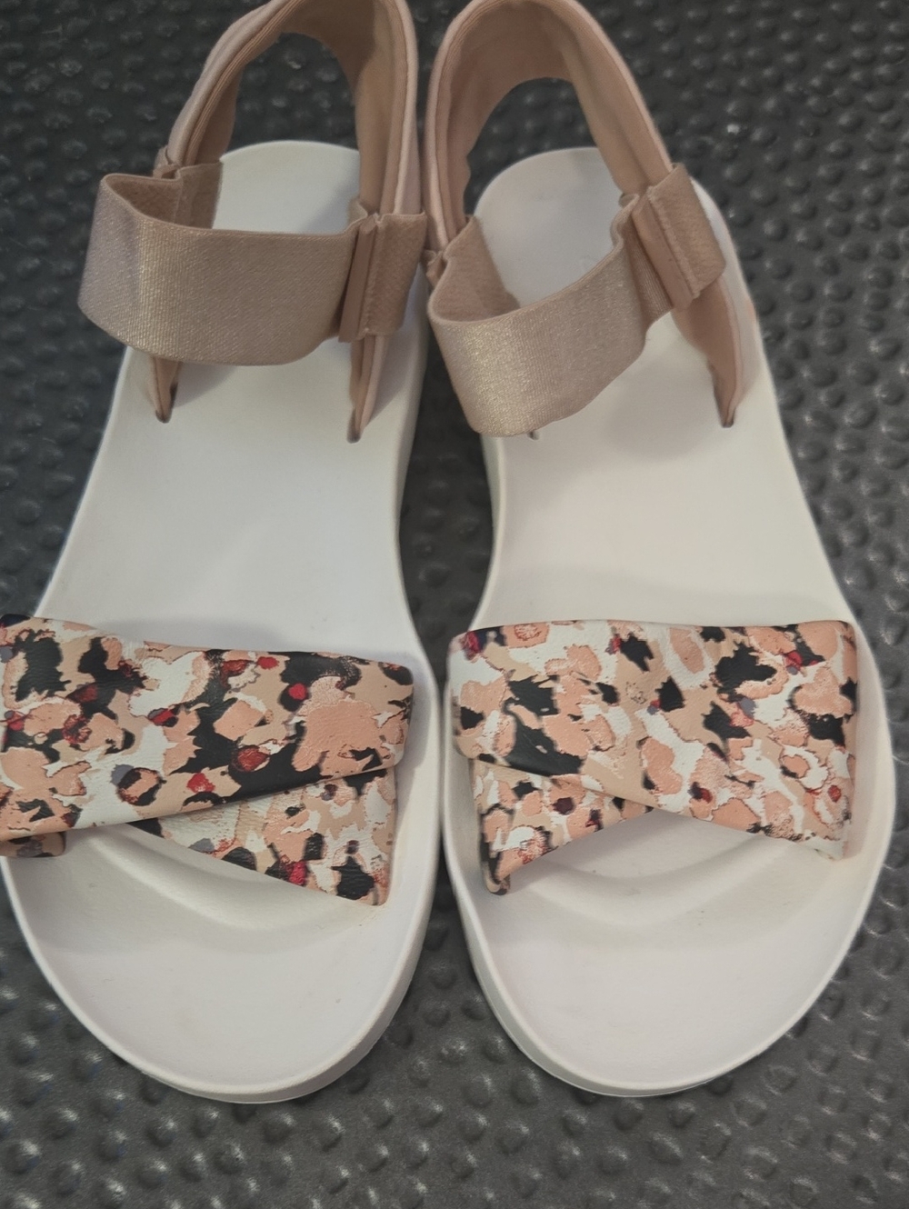 Clarks Beige and White Printed Strap Sandals